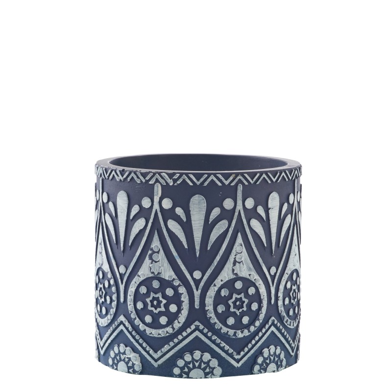Candela in vaso di ceramica blu 13x13x12,5 cm Candela in vaso di ceramica blu 13x13x12,5 cm