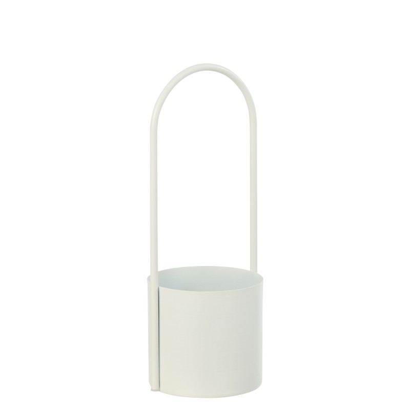 Cache-pot avec anse en métal blanc 15x15x42 cm Cache-pot avec anse en métal blanc 15x15x42 cm