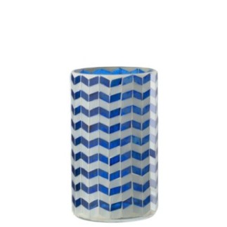Portacandela in vetro blu 10x10x18 cm