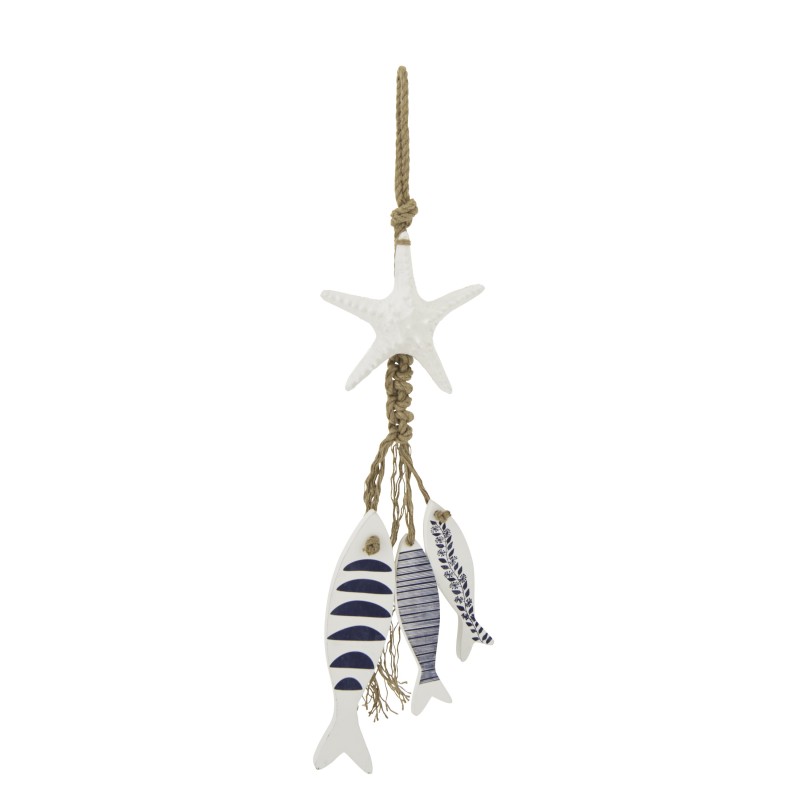 Suspension décorative de poisson en bois bleu 20x6.5x86 cm Suspension décorative de poisson en bois bleu 20x6.5x86 cm