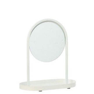 Miroir de table avec tablette en métal blanc 28x16x32 cm