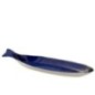 Plat forme de poisson en porcelaine bleu 47.5x10.5x6.5 cm Plat forme de poisson en porcelaine bleu 47.5x10.5x6.5 cm