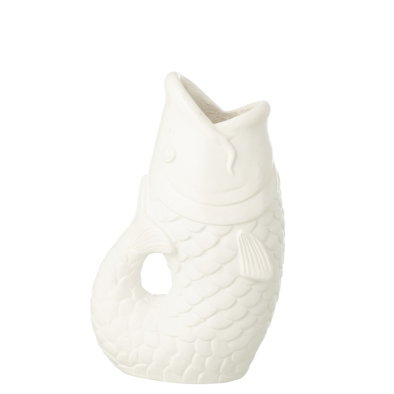 Jarrón pez de poliresina blanco 24 x 15 x 35 cm Jarrón pez de poliresina blanco 24 x 15 x 35 cm