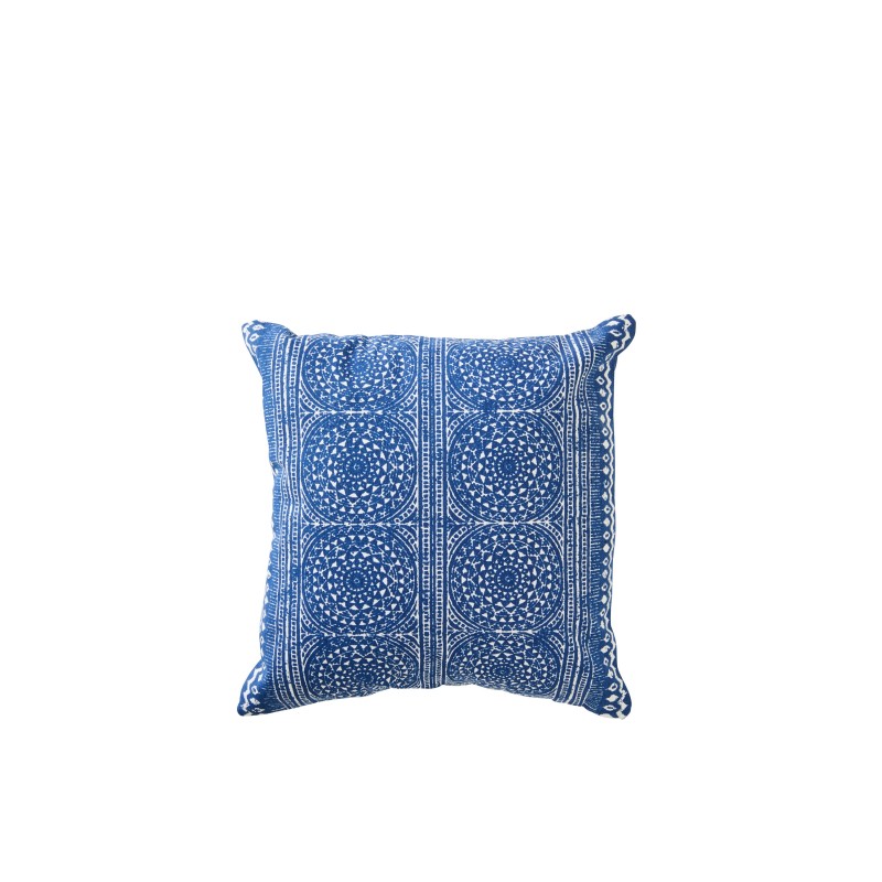 Cuscino quadrato con motivi a mosaico in cotone blu 45x45x15 cm Cuscino quadrato con motivi a mosaico in cotone blu 45x45x15 cm