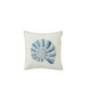 Almofada quadrada em algodão azul e branco com padrão de conchas, 45 x 45 x 10 cm Almofada quadrada em algodão azul e branco com padrão de conchas, 45 x 45 x 10 cm