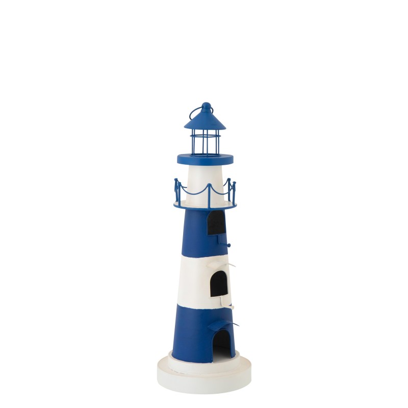 Phare décoratif en métal bleu 55x35.5x63 cm