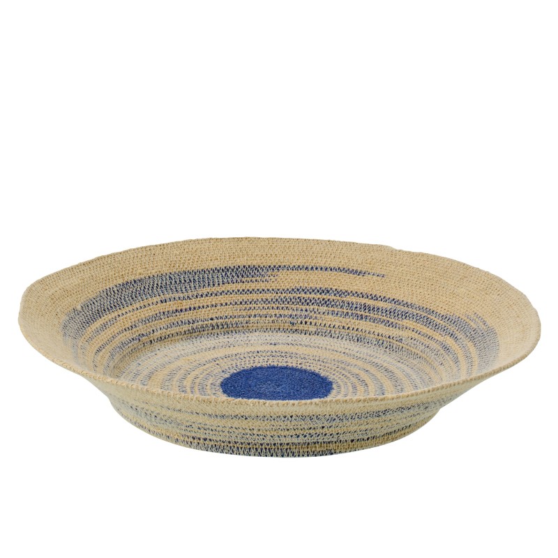 Bandeja decorativa em junco marinho azul e bege 52x52x9 cm Bandeja decorativa em junco marinho azul e bege 52x52x9 cm