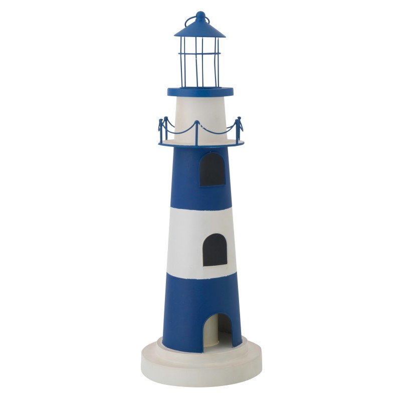 Phare décoratif en métal bleu 27x27x84.3 cm Phare décoratif en métal bleu 27x27x84.3 cm