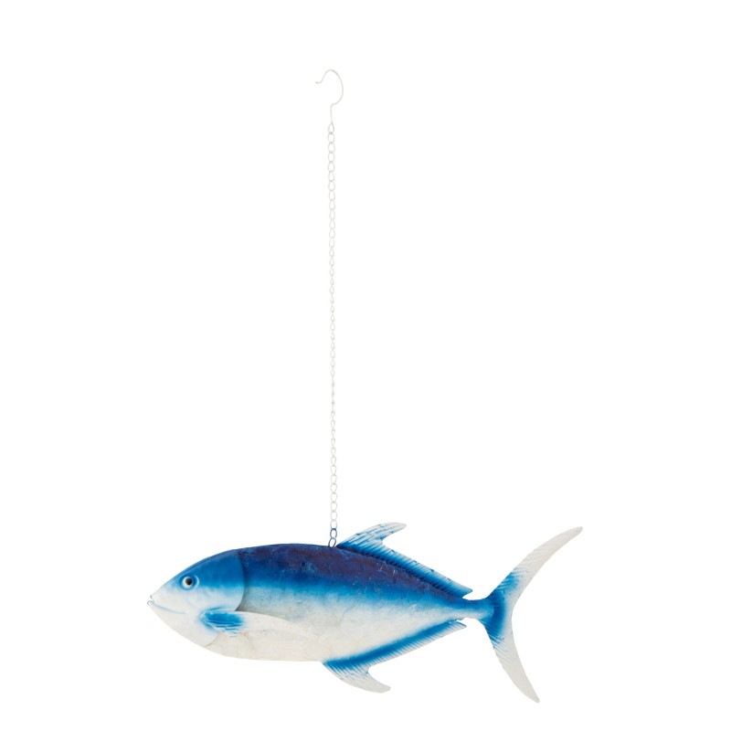 Poisson long suspendu en métal bleu 59.7x8.9x86.3 cm Poisson long suspendu en métal bleu 59.7x8.9x86.3 cm