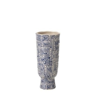 Vase à motifs en porcelaine blanc 27x14.5x36.5 cm