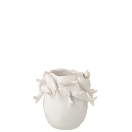 Vase poisson en céramique beige 29x29x27 cm