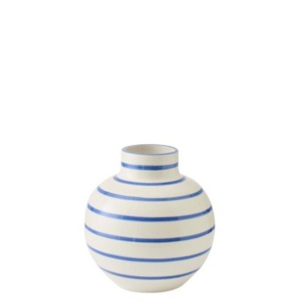 Vase en céramique blanc et bleu 28x28x26 cm