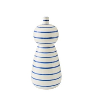 Vaso de cerâmica branco e azul 17x17x50 cm