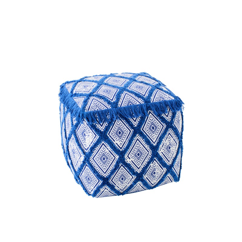 Pouf motifs oriental en coton bleu 45x45x45 cm
