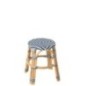 Banqueta bistrô em rattan branco e azul 50x50x46 cm Banqueta bistrô em rattan branco e azul 50x50x46 cm