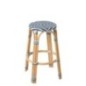 Tabouret bistro en rotin blanc et bleu 53x53x66 cm Tabouret bistro en rotin blanc et bleu 53x53x66 cm