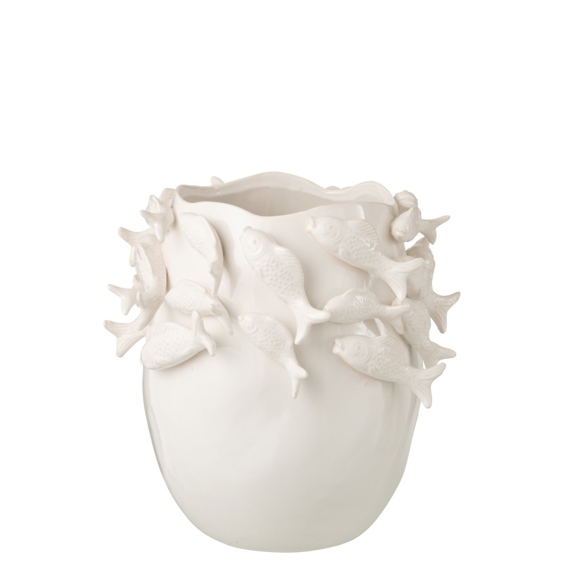 Vaso peixe em cerâmica bege 37,5 x 35 x 37 cm Vaso peixe em cerâmica bege 37,5 x 35 x 37 cm