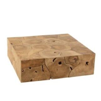 Mesa de centro de madera de teca beige 100 x 100 x 30 cm