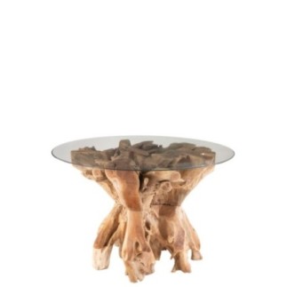 Table à manger en bois de teck beige 140x140x75 cm
