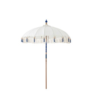 Parasol en bois et coton beige 180x180x260 cm