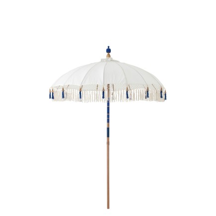 Parasol en bois et coton beige 180x180x260 cm