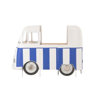 Mobile bar in metallo bianco e blu 180x64x102 cm
