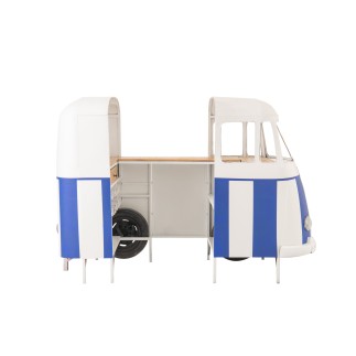 Mobile bar in metallo bianco e blu 180x64x102 cm