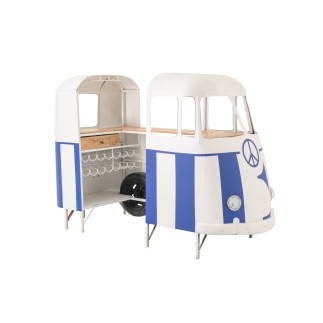 Mobile bar in metallo bianco e blu 180x64x102 cm