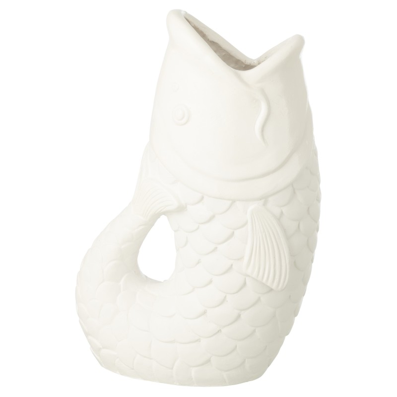 Vase poisson en polyrésine blanc 30.5x18x45 cm Vase poisson en polyrésine blanc 30.5x18x45 cm