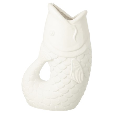Vase poisson en polyrésine blanc 30.5x18x45 cm