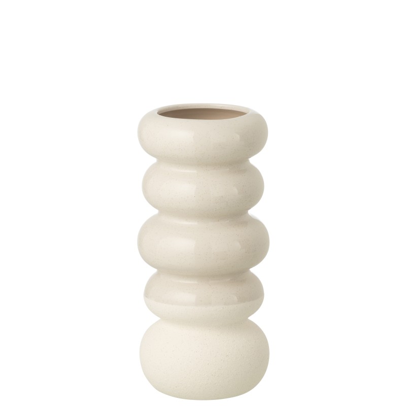 Jarrón con anillos de porcelana blanco roto 13,5 x 13,5 x 30,5 cm Jarrón con anillos de porcelana blanco roto 13,5 x 13,5 x 30,5 cm