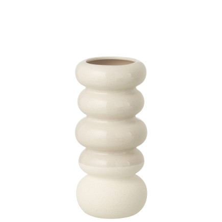 Vase anneaux en porcelaine blanc cassé 13.5x13.5x30.5 cm