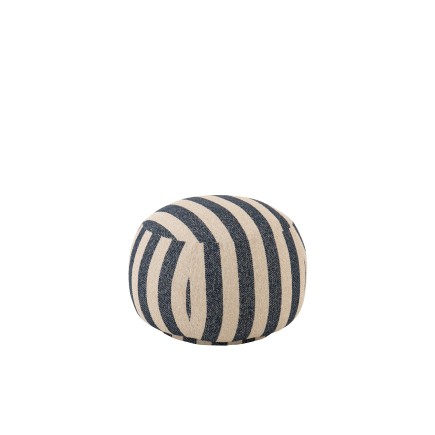 Pouf en bois et textile blanc cassé et bleu 61.5x61.5x45.5 cm