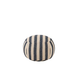 Pouf en bois et textile blanc cassé et bleu 61.5x61.5x45.5 cm