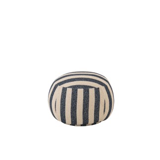 Pouf en bois et textile blanc cassé et bleu 61.5x61.5x45.5 cm