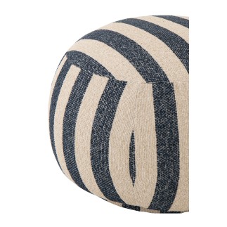 Pouf en bois et textile blanc cassé et bleu 61.5x61.5x45.5 cm