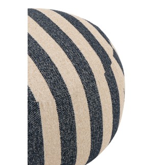 Pouf en bois et textile blanc cassé et bleu 61.5x61.5x45.5 cm