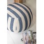 Pouf en bois et textile blanc cassé et bleu 61.5x61.5x45.5 cm Pouf en bois et textile blanc cassé et bleu 61.5x61.5x45.5 cm