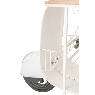 Mueble bar scooter de metal blanco y azul 180 x 64 x 102 cm