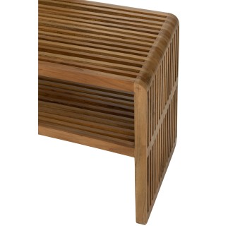 Consola con estante de madera de teca reciclada natural 130x30x80 cm (juego de 2)