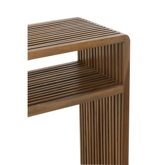 Consola con estante de madera de teca reciclada natural 130x30x80 cm (juego de 2)