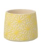 Cache-pot fleurs en ciment jaune 16x16x13 cm