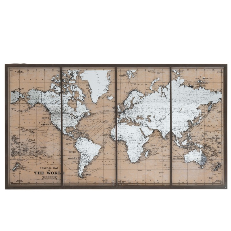 Carte du monde en verre beige 143.5x2.5x81 cm Carte du monde en verre beige 143.5x2.5x81 cm