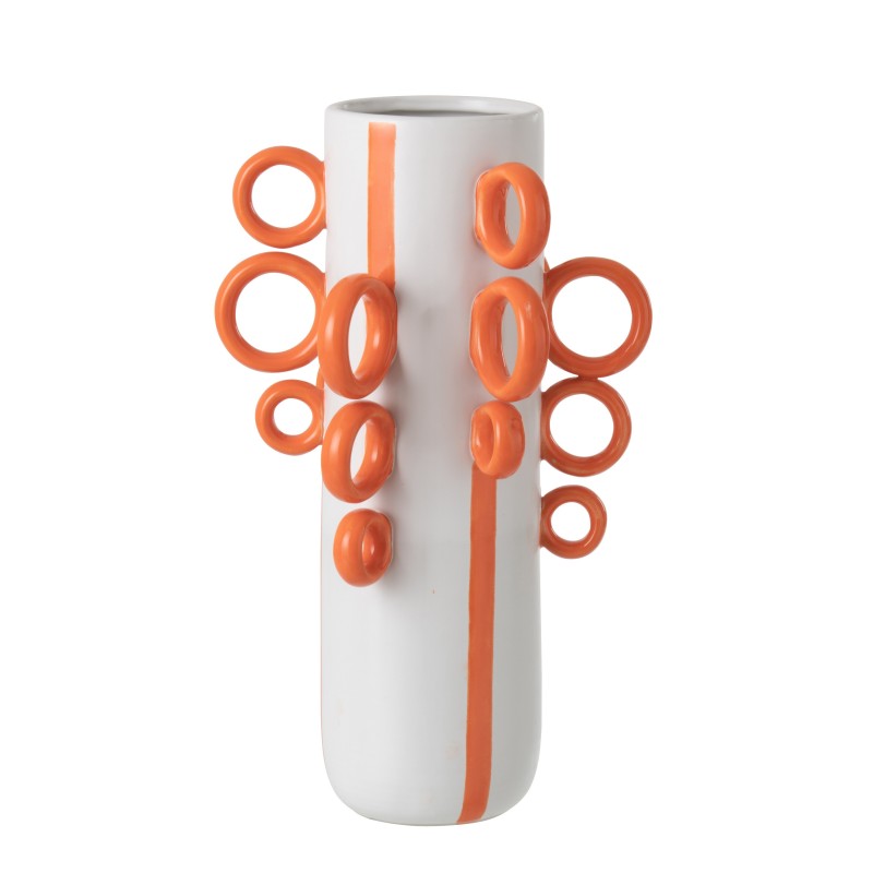 Maceta de porcelana blanca y naranja 65 x 37 x 57,5 cm Maceta de porcelana blanca y naranja 65 x 37 x 57,5 cm