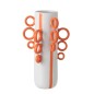 Maceta de porcelana blanca y naranja 65 x 37 x 57,5 cm Maceta de porcelana blanca y naranja 65 x 37 x 57,5 cm