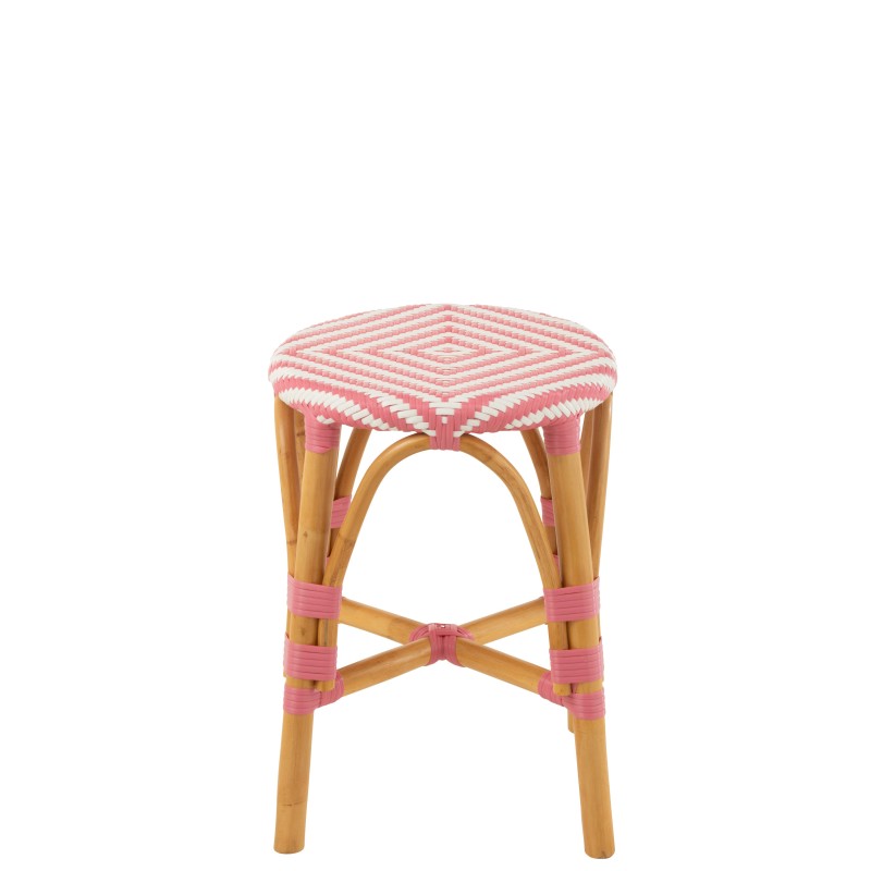 Taburete bajo de ratán rosa, 33 x 33 x 44,5 cm Taburete bajo de ratán rosa, 33 x 33 x 44,5 cm