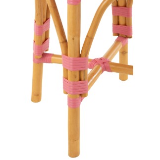 Tabouret bas en rotin rose 33x33x44.5 cm