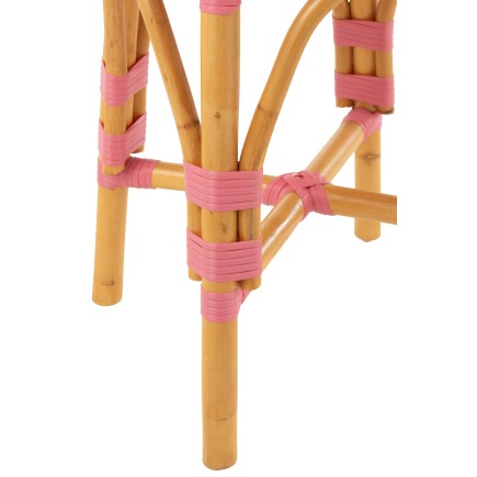 Taburete bajo de ratán rosa, 33 x 33 x 44,5 cm