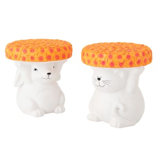 Mesita auxiliar «Gato» de poliresina blanca, 32,5 x 32,5 x 34,5 cm