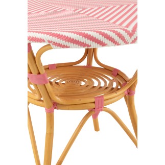Tavolino in rattan rosa 89x90x75 cm